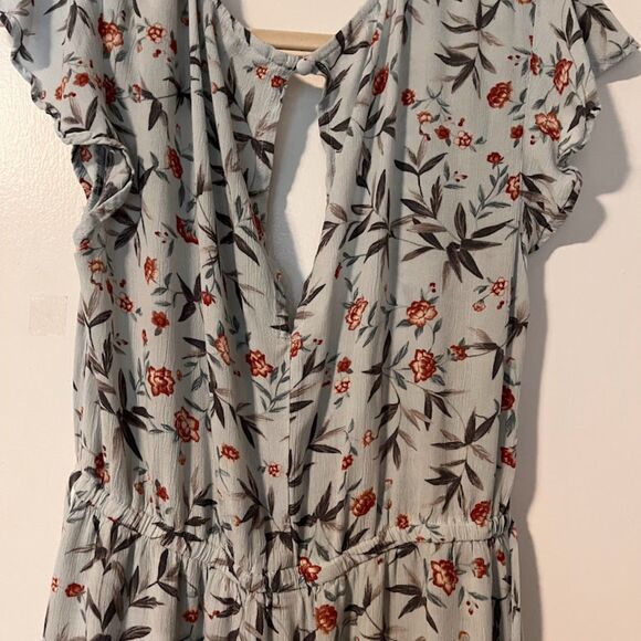American Eagle Romper Maxi Skirt Overlay M Lght Blue Floral Bohochic Cottagecore - Picture 6 of 10